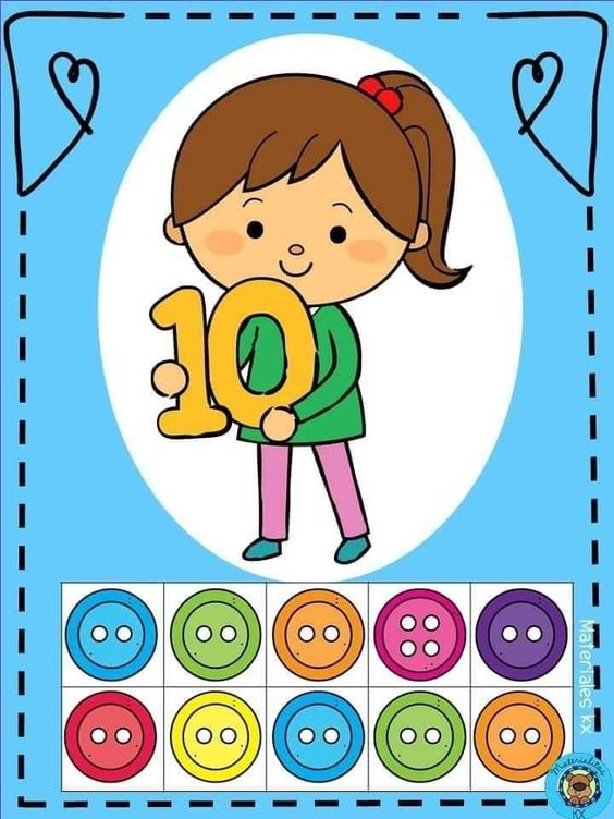 Eğitimsel Görsel: 10 Rakamı ve Renkli Düğmeler