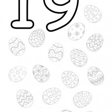 Easter Eggs Coloring Activity with Number 19