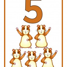 5 (BEŞ) Selamlayan Kobay Tavşanı Görseli - Sayılar ve Hayvanlar Eğitimi