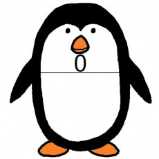 Penguin Illustration with Number Zero (0) - Educational Material for Early Math Skills