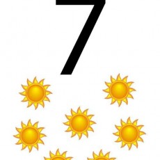 7 Sayısı ve Sekiz Güneş İllüstrasyonu