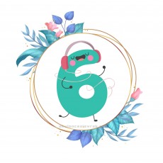 Eğlenceli 6 Rakamı Karakteri ve Çiçekli Tasarım