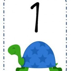 Turtle Flashcard with Number 1 (One) - Educational Counting Card
