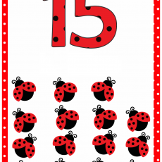 Ladybug Counting Worksheet: 15 (Number and Visual Representation)
