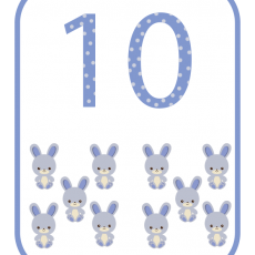 10 (On) Sevimli Tavşan Sayma Kartı