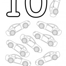 10 Cars Coloring Activity - Educational Number Recognition and Counting