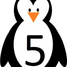 Penguin with Number 5: Educational Counting Material