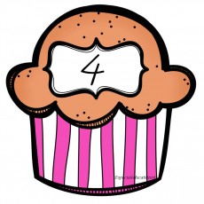 Muffin with Number 4 - Educational Material on Numbers