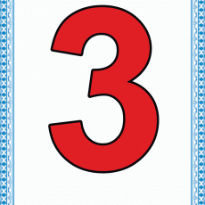 Büyük Kırmızı Rakam 3 - Sayı Öğrenme Materyali (3 - Üç)