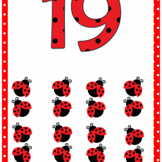 19 Numerası ve Altında 19 Siyah Noktalı Kırmızı Tawus Böceği Resmi