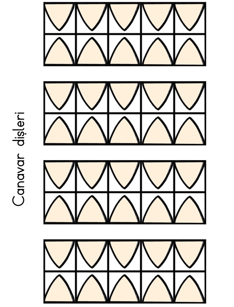 Canavar Dişleri Eğitici Görsel - 4 Satır, 6 Sütun Deseni