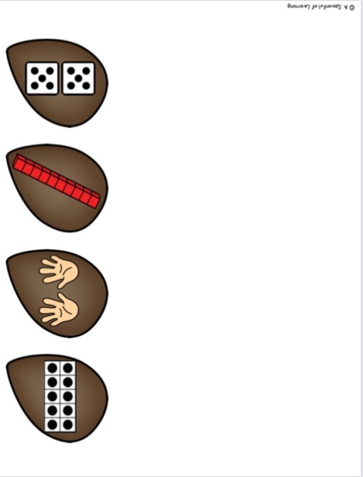 Matematik Oyunları: Öğrenme Kartları - 2 Dört, 1 Kırmızı Blok, 2 El, 6 Nokta - Sayılar ve Hesaplama