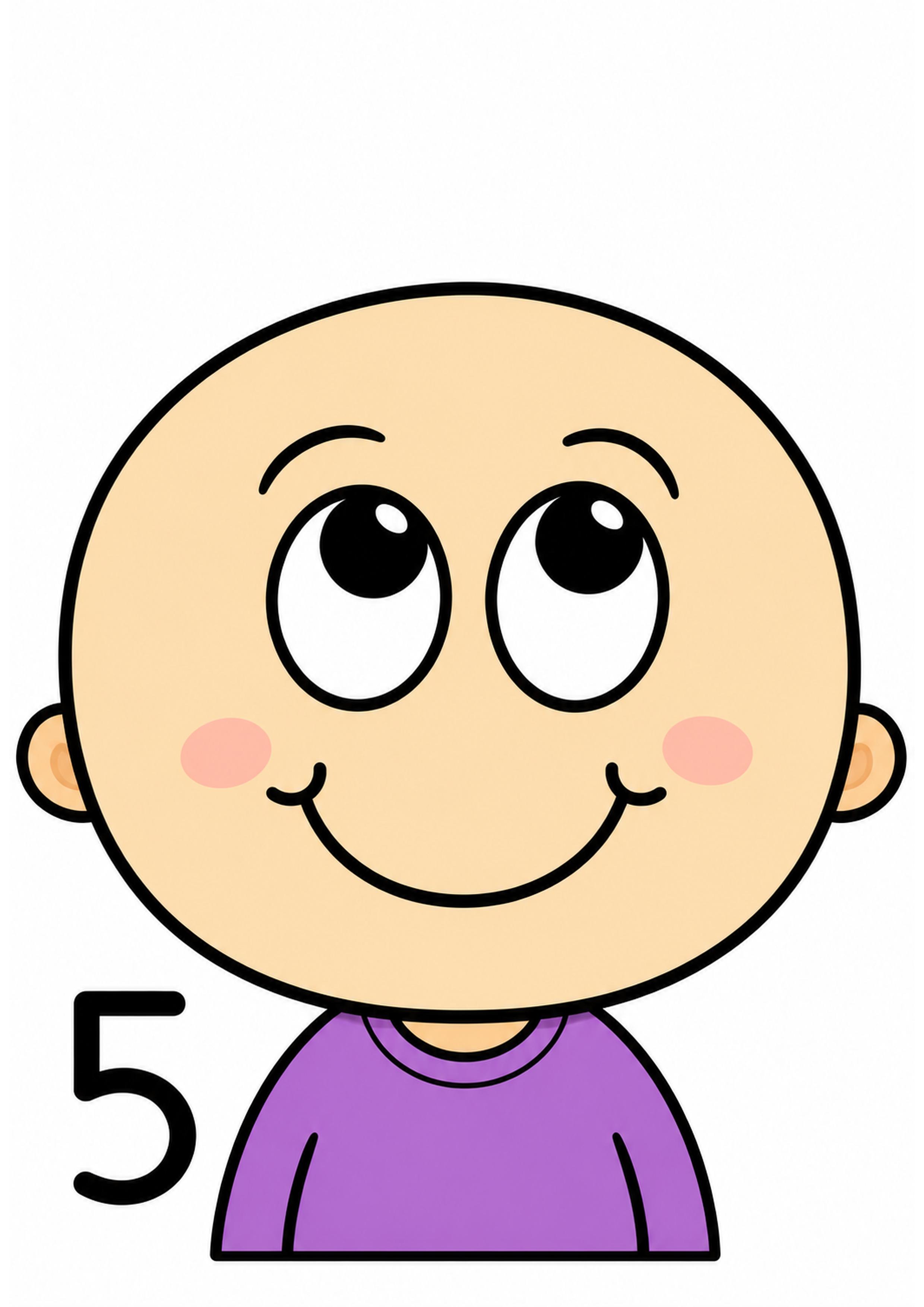 Beş (5) Sayısı ile Karikatür Çocuk Figürü