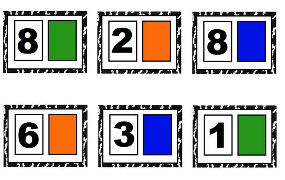 Rakamlar ve Renkler Eğitimi: 8 (Sekiz), 2 (İki), 6 (Altı), 3 (Üç), 1 (Bir) - Yeşil, Turuncu, Mavi Kutu Kombinasyonu