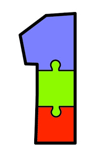 Renkli Puzzle Şekliyle 1 Sayısı