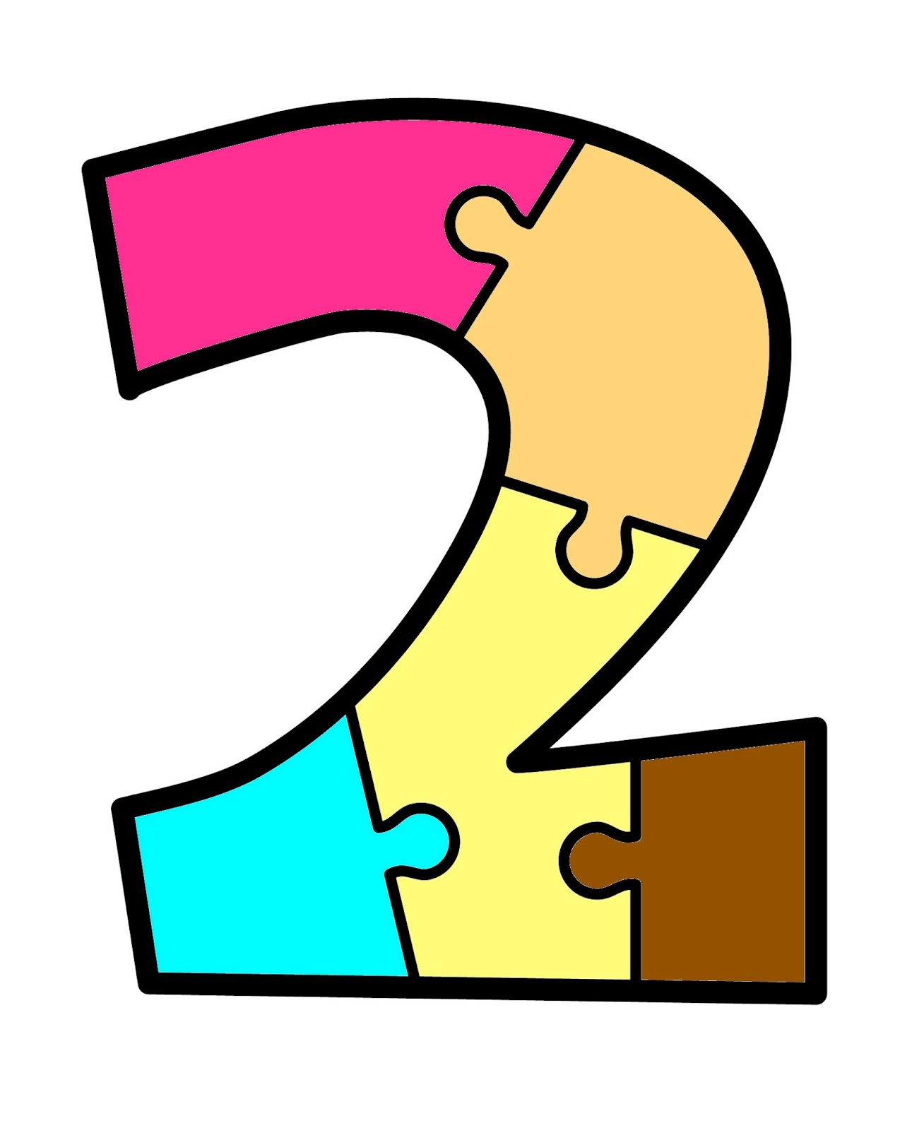 Çocuklar İçin Eğitici Sayı 2 Puzzle Tasarımı