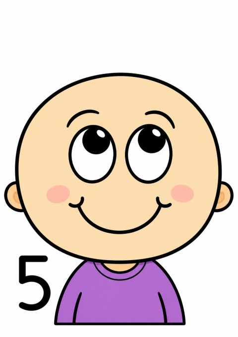 Beş (5) Sayısı ile Karikatür Çocuk Figürü