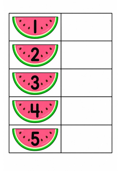 Su Kavunu ile Sayma: 1-5 Arası Rakamlar ve Meyve Öğrenimi