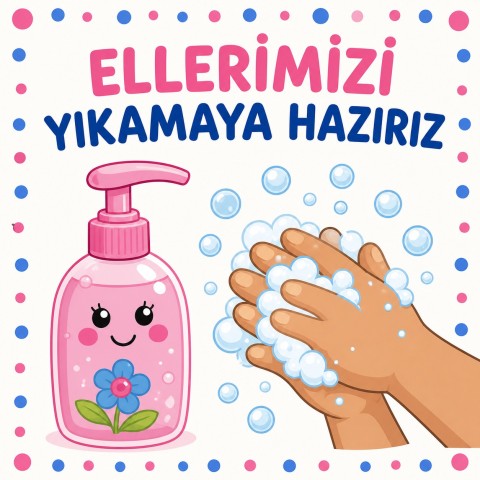 Hygienic Handwashing Preparation with Soap and Bubbles