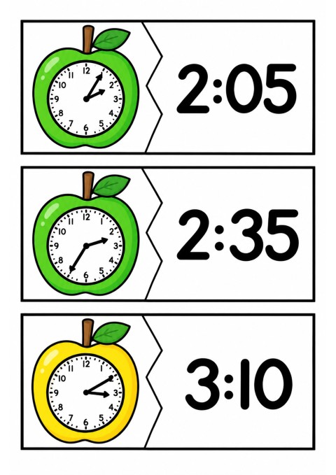 Saat Okuma Eğitim Materyali: 2:05, 2:35, 3:10