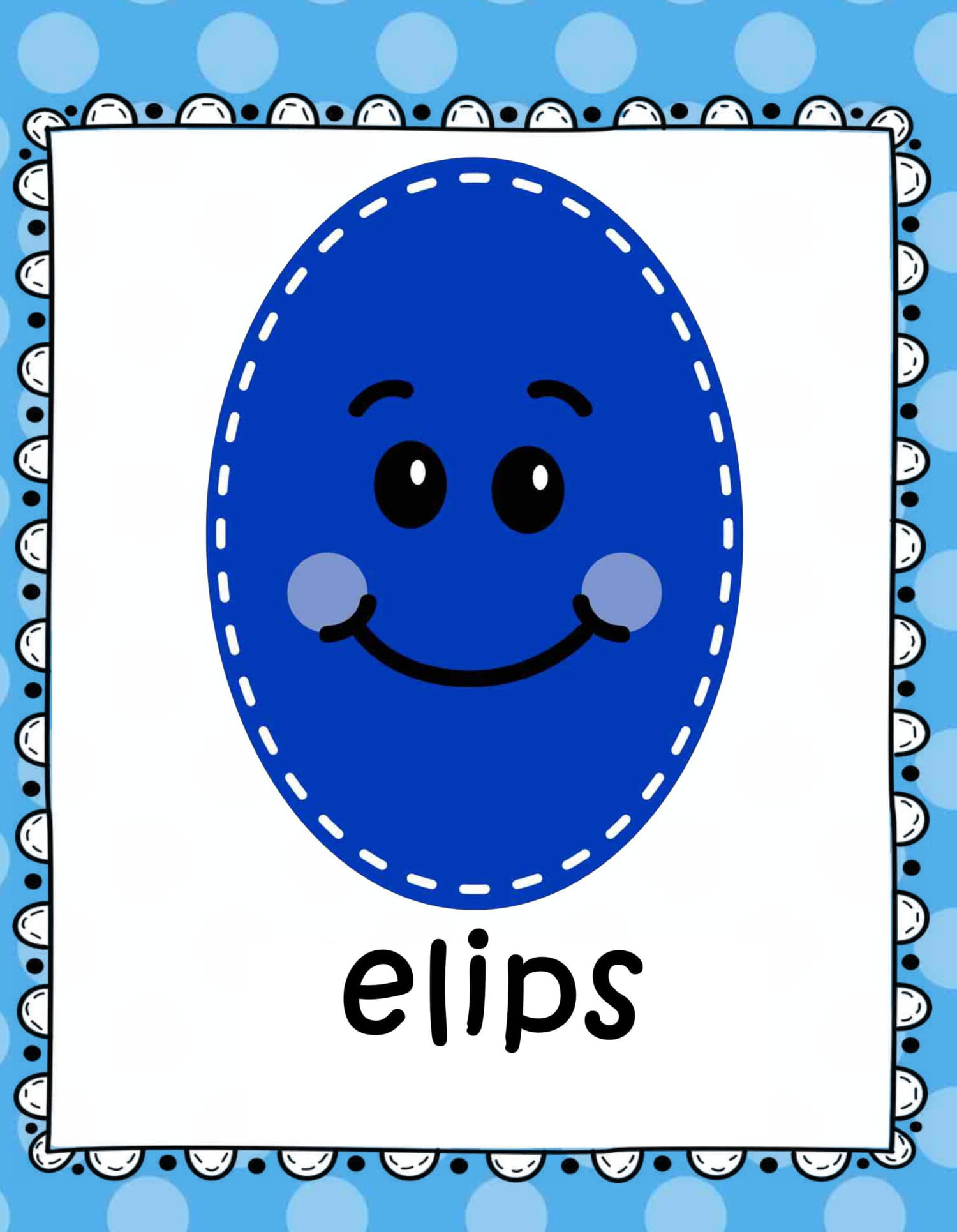Mavi Elips Şekli Temalı Eğitici Kart