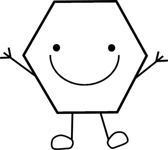 Mutlu Altıgen Eğlenceli Geometri Karakteri