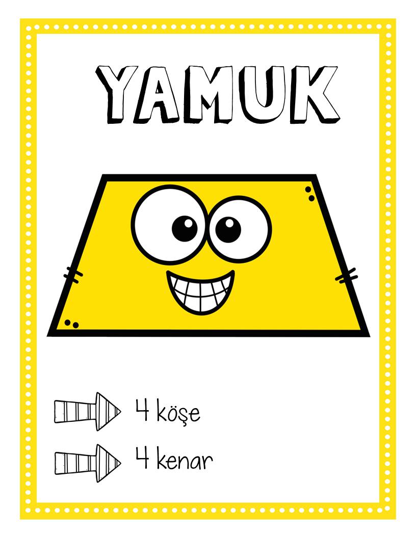 YAMUK ŞEKİL ÖĞRETİCİ KARTI - 4 KÖŞE 4 KENAR