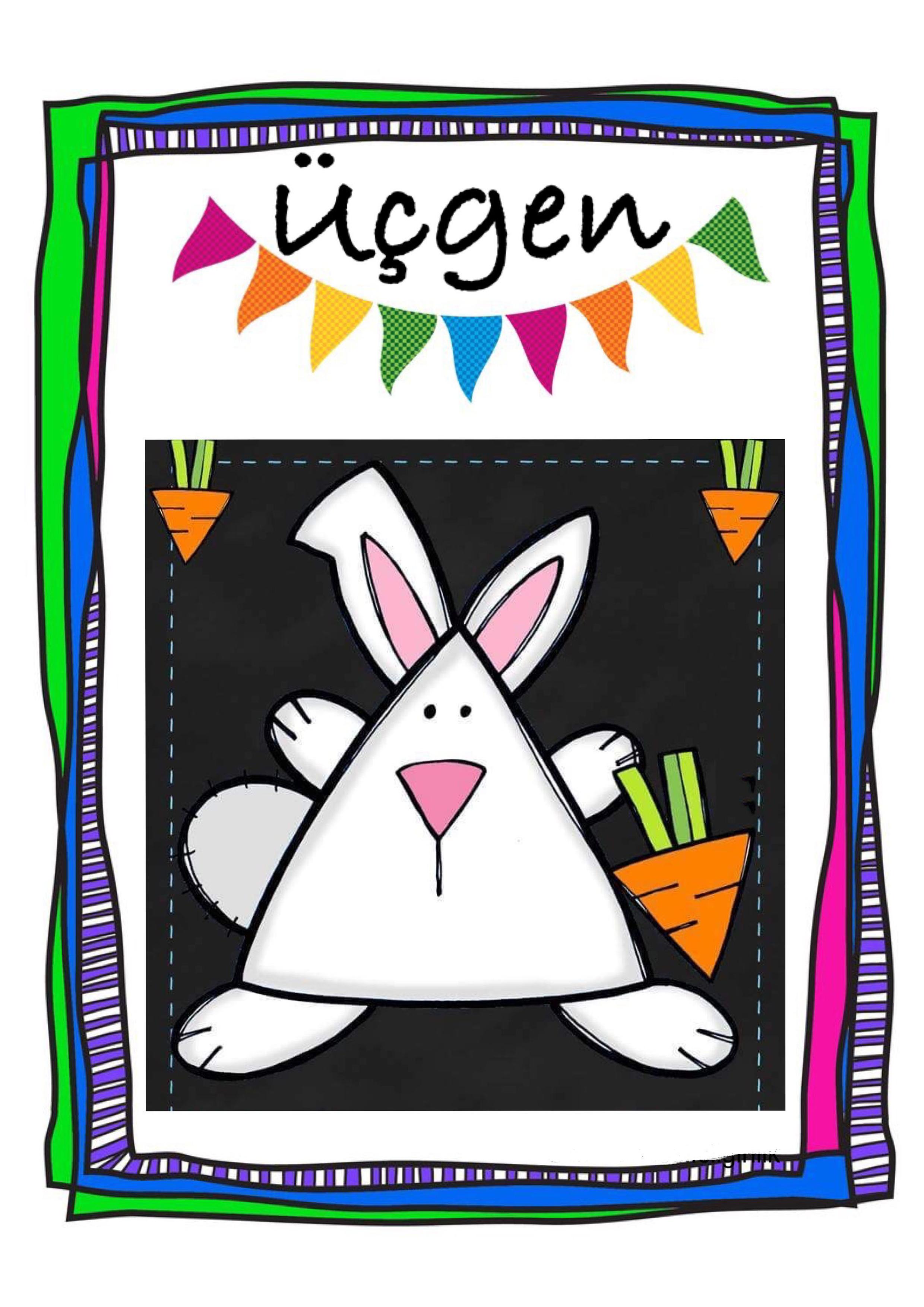 Bunny with Carrot and Shapes: Üçgen (Triangle) Educational Material