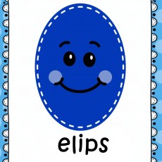 Mavi Elips Şekli Temalı Eğitici Kart