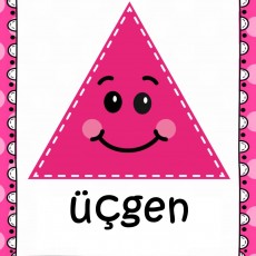 Üçgen Şekli Eğitimi - Pink Triangle with Smile