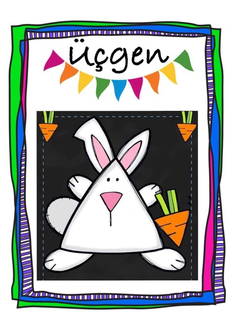 Bunny with Carrot and Shapes: Üçgen (Triangle) Educational Material