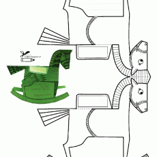 Eğlenceli Kağıt Rocking Horse Tasarım Şeması: Rakam 1 (Biri) ve Harfler (A, B, C, D, E, F, G, H, I, J, K, L, M, N, O, P, Q, R, S, T, U, V, W, X, Y, Z)