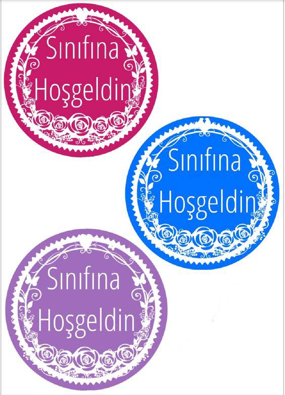 Sınıfına Hoşgeldin Etiketleri - 3 Renk Seçeneği (Pembe, Mavi, Mor)