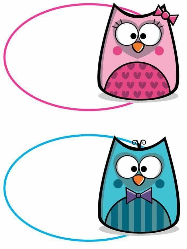 Çocuklar İçin Eğlenceli Baykuş Karakterleri Resmi: 2 Baykuş, 1 Pembe dişi, 1 Mavi erkeğin Çizimi