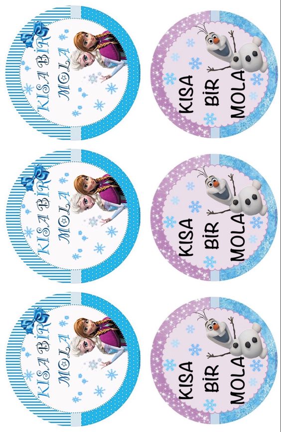 KISA BİR MOLA Etiketi - Elsa ve Anna ile Olaf Tasarımlı