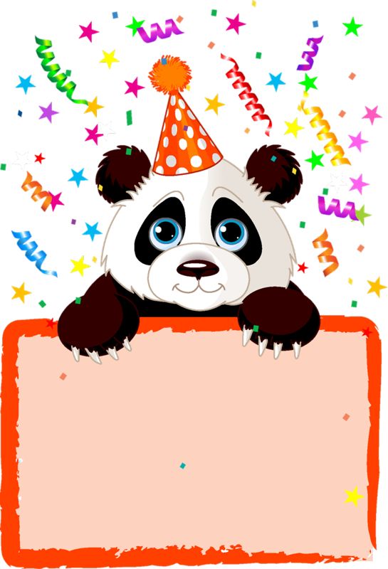Eğlenceli Panda Parti Kartı: Renkli Şeritler ve Yıldızlar ile Süslenmiş Kutlama Teması