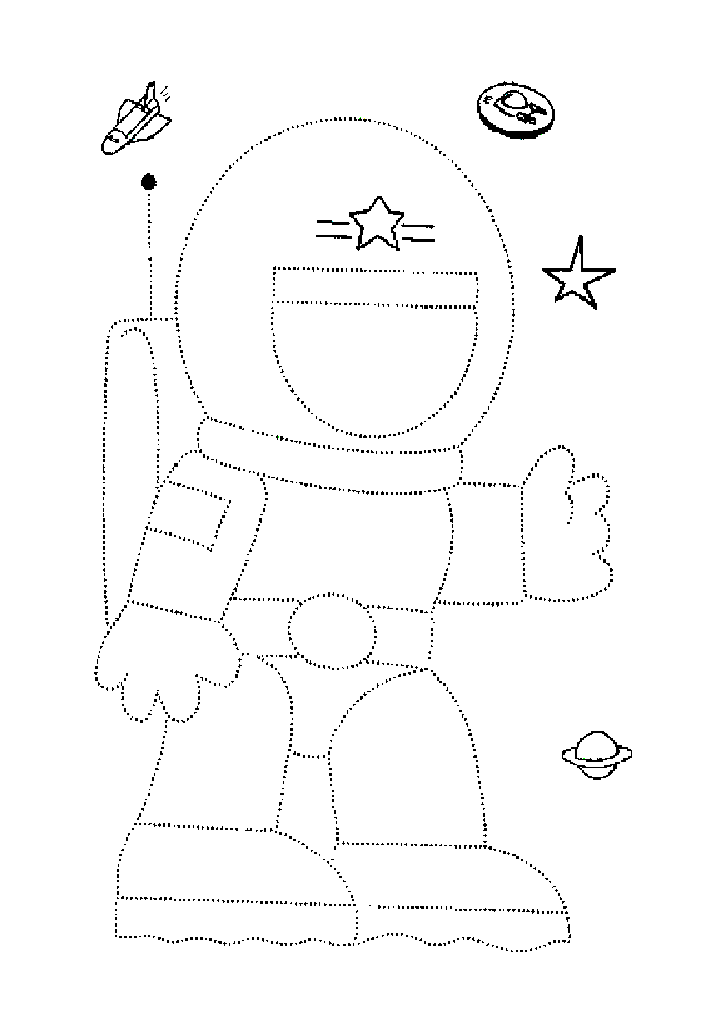 Astronaut Coloring Activity: Space Exploration with 1 Astronaut and Various Celestial Objects