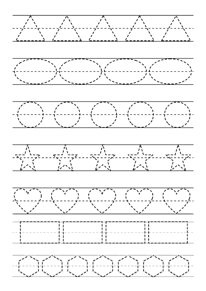 Geometrik Şekiller ile Yazma Alıştırmaları: Üçgen, Oval, Çember, Yıldız, Kalp, Dikdörtgen ve Altıgen