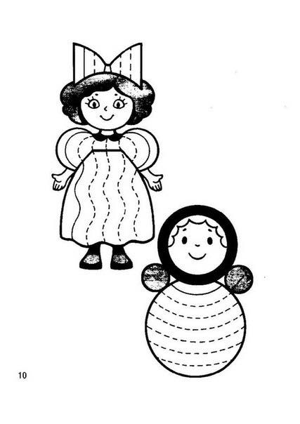 Çocuklar İçin Kesim Şablonu: Giysi ve Matryoshka Bebek Figürleri