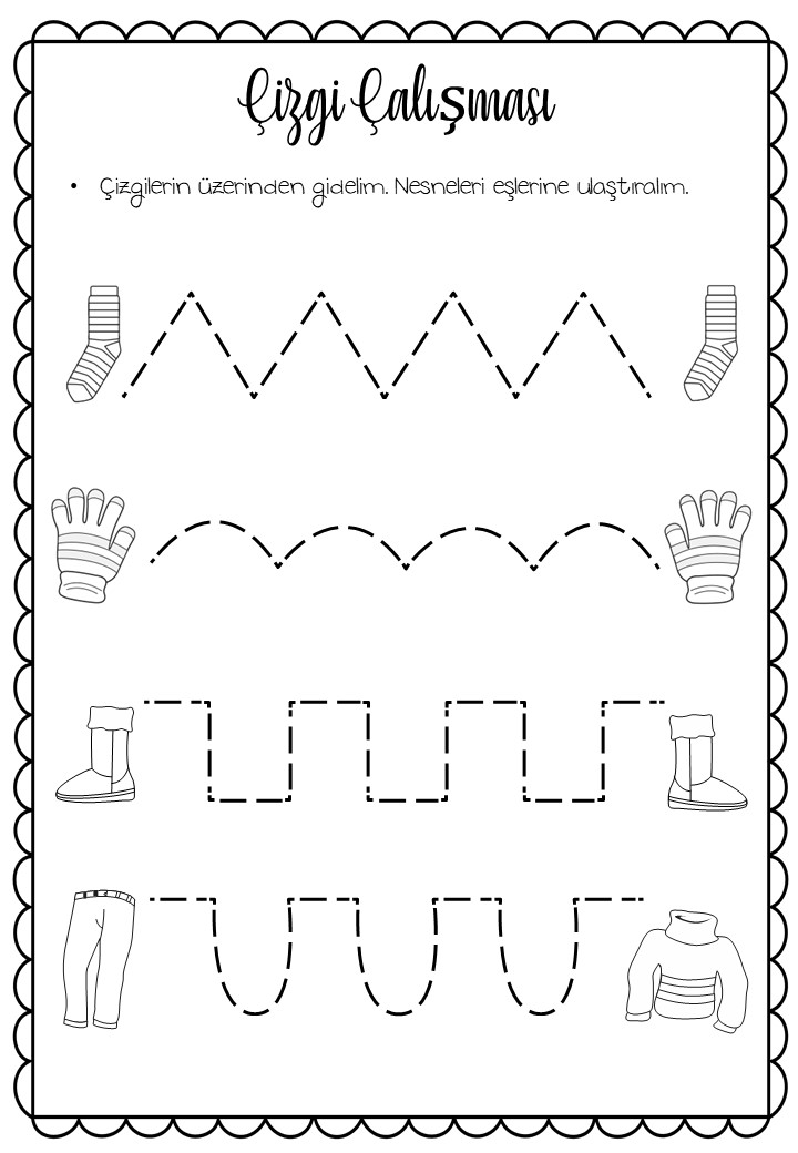 Giyimler ve Eşleştirme Aktiviteleri - Çizgi Çalışması