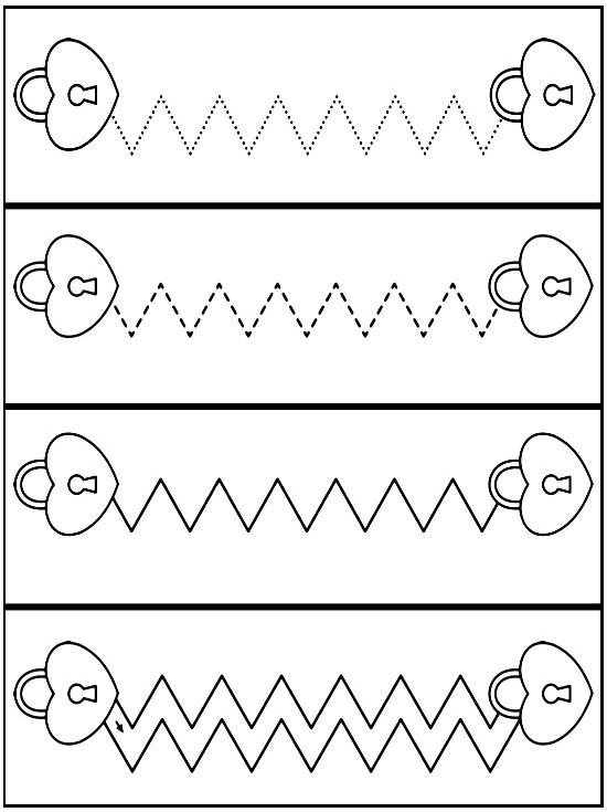 Zigzag Desenlerle Kalp Şeklinde Kilit Çizimi Eğitimi - 4 Adım Uygulama