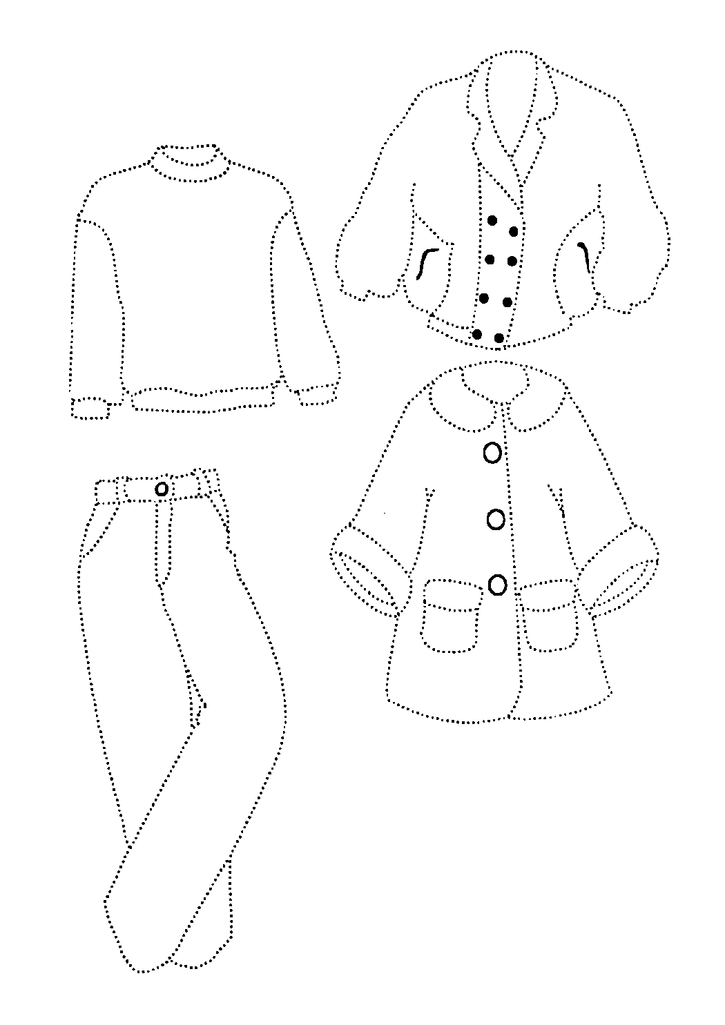Dotted Clothing Design Template: Sweater, Jacket, and Pants