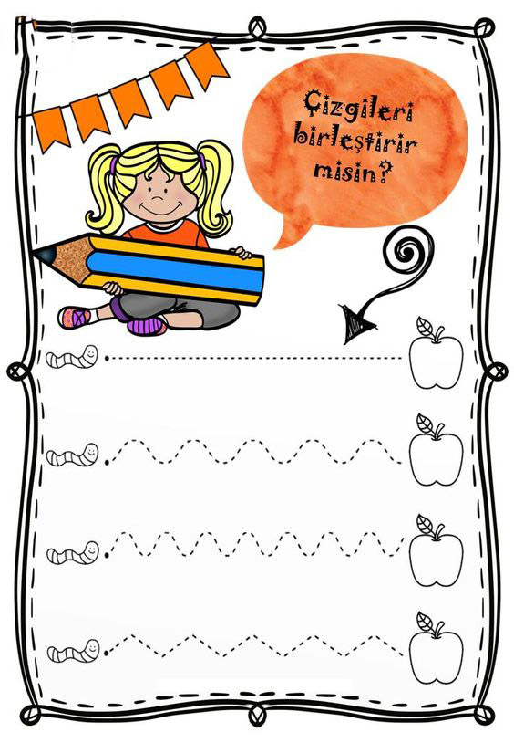 Çizgileri Birleştir ve Öğren - Eğitici Etkinlik İçi Çizim Materyali