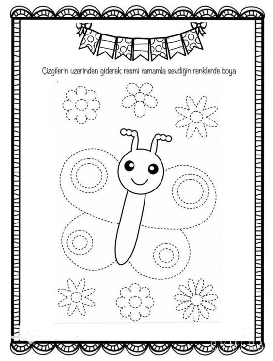 Çocuklar için Boyama Aktivitesi: Kelebek ve Çiçekler