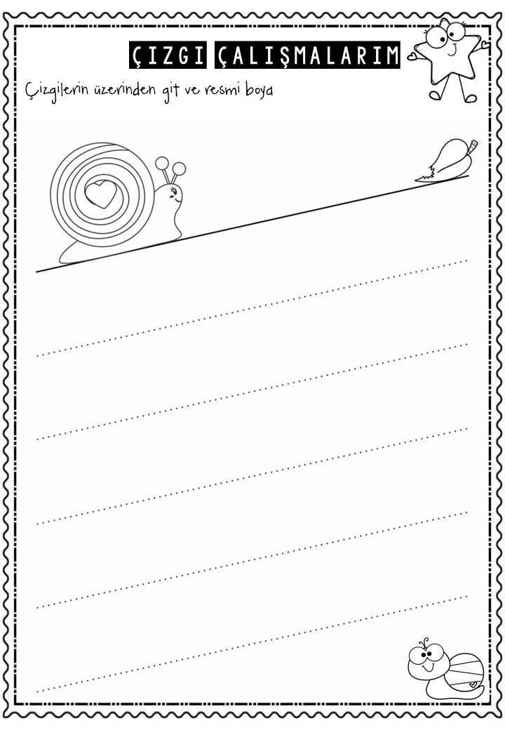 Cizgi_Calismalarim_Snail_Bee_Art_and_Tracing_Worksheet