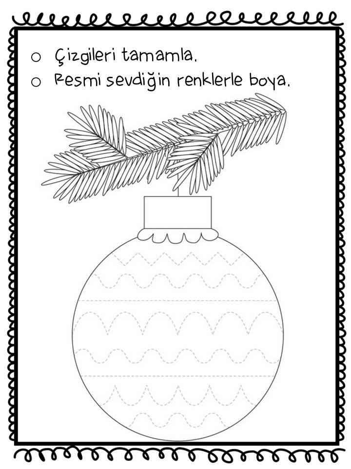 Noel Süsü Boyama Etkinliği: 1 Adet Noel Süsü Çizimi ve Boyama Talimatları