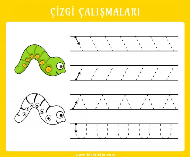 Çizgi Çalışmaları - Eğlenceli Kıvrımlı Çizgiler ve Solucan Figürleri İle Çizgi Geliştirme Etkinliği