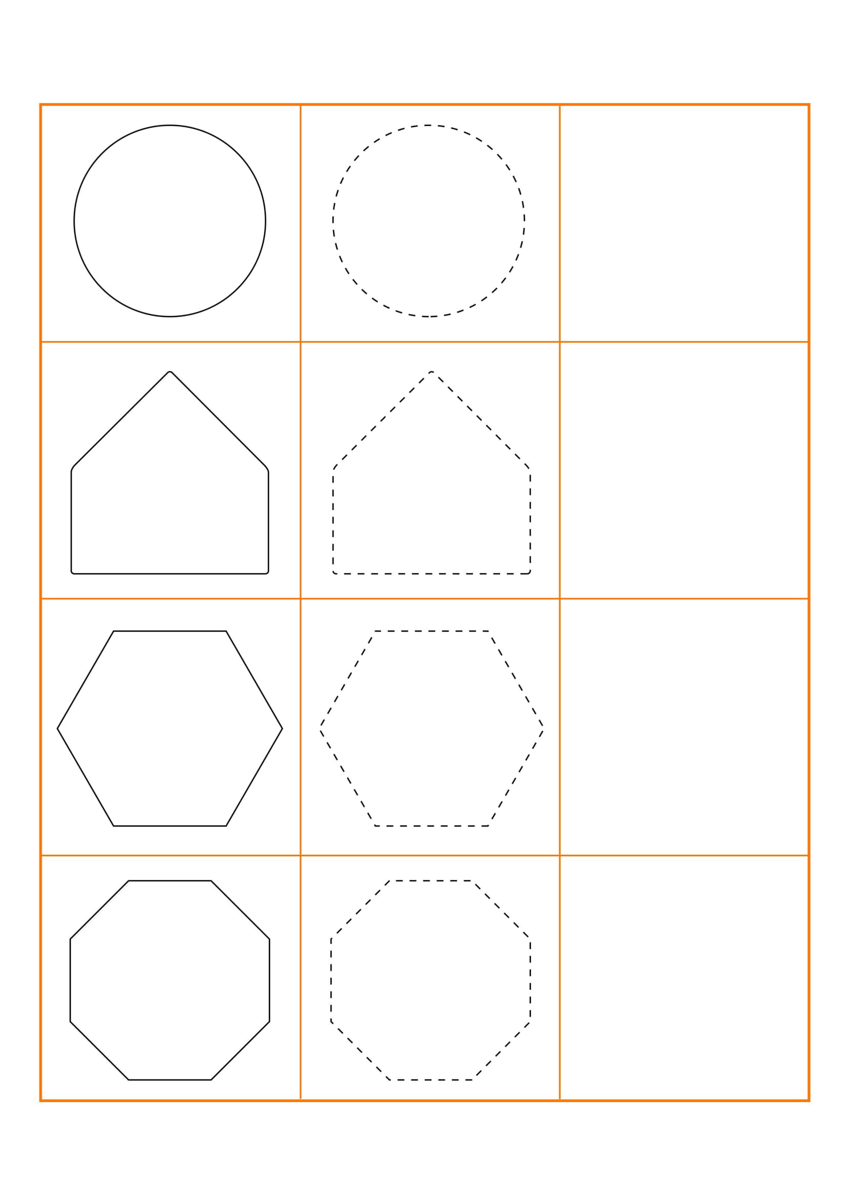 Geometric Shapes Identification Worksheet - Dört Çeşit Geometrik Şekil: Daire, Altıgen, Sekizgen, Beşgen