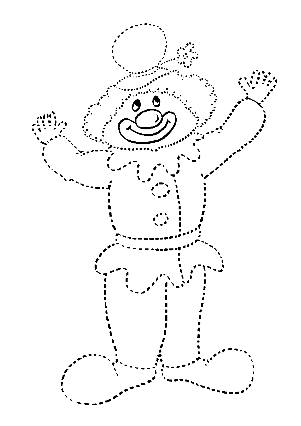 Dotted-Line Clown Coloring Activity