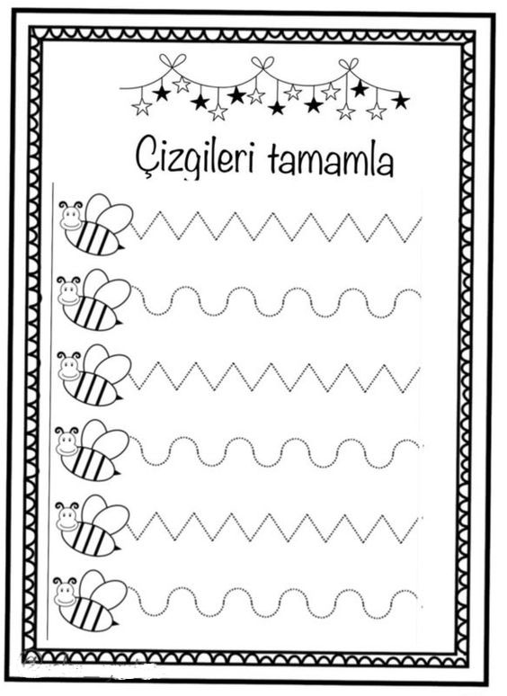 Eğitici Çizgi Tamamlama Etkinliği: Arı Figürleri ile Çizgi Çalışması (Çizgileri Tamamla)